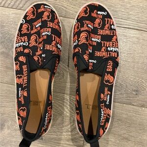 Baltimore Baseball Themed Women's Black and Orange Loafers